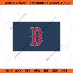 Boston Red Sox Letter B Rectangle Background Machine Embroidery Design