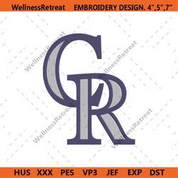 Colorado Rockies C R Type Transparent Logo Machine Embroidery Design