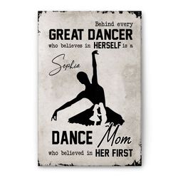 Personalized Ballet Poster & Canvas, Behind Every Great Dancer Wall Art, Custom Name Home Decor For Daughter, Girl From