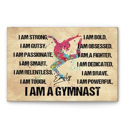 Personalized Gymnastic Poster & Canvas, I Am A Gymast Wall Art, Custom Name Home Decor, Birthday Gift