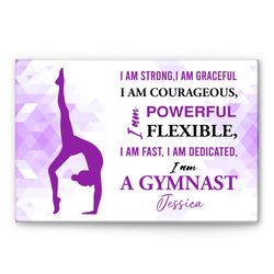 Personalized Gymnastics Poster & Canvas, I am A Gymnast - Motivational Quote Wall Art, Custom Name Home Decor