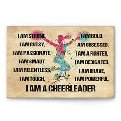 Personalized Cheerleading Poster & Canvas, I Am A Cheerleader Wall Art, Custom Name Home Decor, Birthday Gift For Girl,