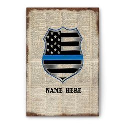 Personalized Police Poster & Canvas, Back The Blue Wall Art, Home Decor, Father's Day, Birthday Gift For Police Officer,