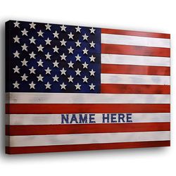 Personalized American Flag Poster & Canvas, American Flag Wall Art, Custom Name Home Decor