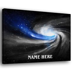 Personalized Police Poster & Canvas, Galaxy Hurricane Thin Blue Line Wall Art, Custom Name Home Decor For Policeman, Law