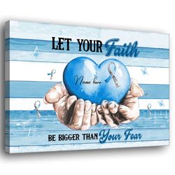 Personalized Diabetes Awareness Poster & Canvas, Let Your Faith Be Bigger Than Your Fear Wall Art, Custom Name Home Deco