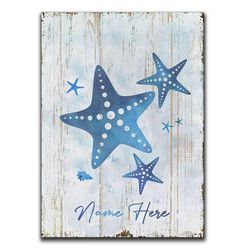 Personalized Starfish Poster & Canvas, Starfish In Ocean On Wood Vintage - Inspirational Wall Art, Custom Name Home Deco