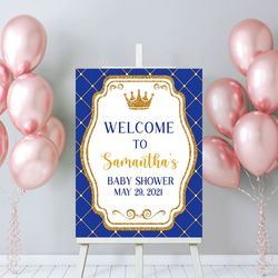 Personalized Prince Welcome Sign Baby Shower, Prince Baby Shower Welcome Sign, Printable Royal Baby Signs, Royal Prince