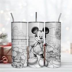 Mickey Mouse 3D Black And White Tumbler 20z Digital File Png
