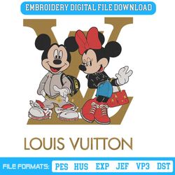 Mickey Minnie Luxury Couple LV Logo Embroidery File