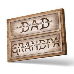 personalized grandpa gift with grandkids names, first dad now grandpa sign, fathers day gift for grandpa, grandpa gift i