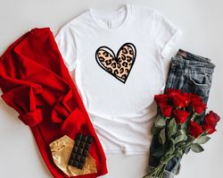 Double Heart Leopard Shirt, Happy Valentines Day Gift, Leopard Print Tshirt, Valentines Gift, Love Shirts