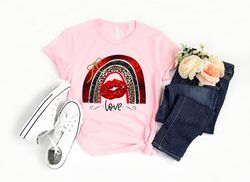 Love Valentine Boho Rainbow Lips Shirt,Valentines Day Shirts For Woman,Heart Shirt,Cute Valentine,Valentines Day Gift