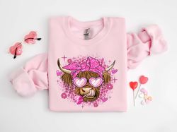 Highland Cow Valentine Sweatshirt, Heifer Valentine Shirt, Valentines Day Gift, Western Valentine Shirt
