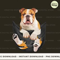 Digital - Bulldog pocket T-shirt, Hoodie, Sweatshirt Design - High-Resolution PNG File