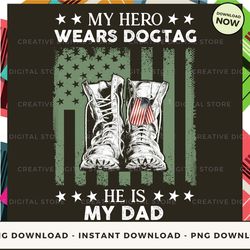 Digital - My Hero wears dogtag He is my Dad POD Design - High-Resolution PNG File