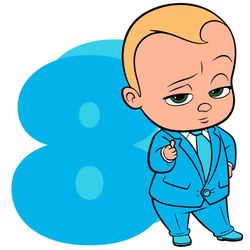 Happy Birthday Cool Boss Baby In Blue Suit Eight Years Old Svg