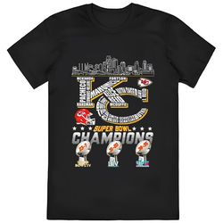 Kansas City Chiefs Skyline Player Names 3x Super Bowl Champions Shirt