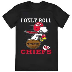 Snoopy And Woodstock I Only Roll With The Kansas City Chiefs T-Shirt