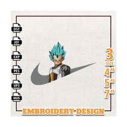 Nike Vegeta Dragon Ball Embroidery Design, Instant Download