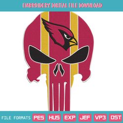 Arizona Cardinals NFL Team Skull Logo Embroidery Design