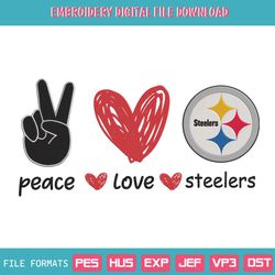 Peace Love Pittsburgh Steelers Embroidery Design File Download