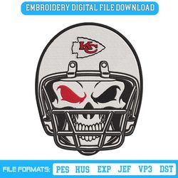 Skull Helmet Kansas City Chiefs Logo NFL Embroidery Design