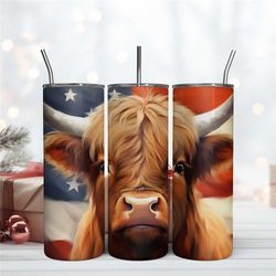 American Flag Cows 20 Oz Tumbler Sublimation Wrap