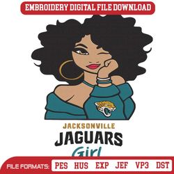 Jacksonville Jaguars Black Girl Embroidery Design File Download