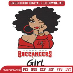 Tampa Bay Buccaneers Black Girl Embroidery Design File Download