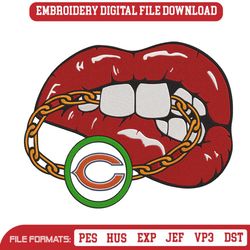 Chicago Bears Inspired Lips Embroidery Design Download