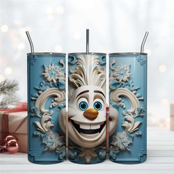 Funny 3D Olaf Frozen Skinny 20oz Tumbler Digital Instant Download PNG