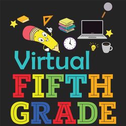 Hello Virtual 5th Grade Back To School, 100th Days svg, 5th grade gift, 5th grade shirt, fifth grade, back to school svg