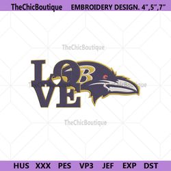 Love Baltimore Ravens logo embroidery, Baltimore Ravens embroidery, design file
