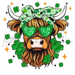 St Patrick's Day Highland Cow PNG, Retro St Patricks, St Patrick's Day Png, Shamrock Png, Clover, Png Sublimation Design