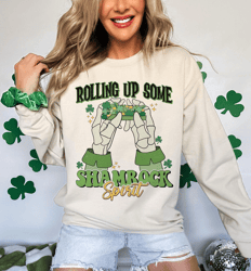 Rolling Up Some Shamrock Spirit Png, Funny St Patrick's Sublimation, St Patrick's Day Png, Retro St Patrick's Sublimatio