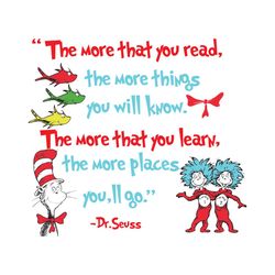The More That You Read Svg, Dr Seuss Svg, Dr Seuss Vector, Reading Books Svg, Learning Cat Svg, Cat In The Hat Svg, Dr S