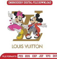 Vintage Couple Mickey Minnie LV Dripping Embroidery Design Download File