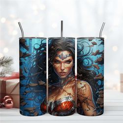 Wonder Woman Crack Tumbler Design, DC Comics Wrap, Skinny 20oz Tumbler Design Digital File
