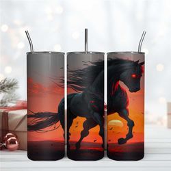 Horse In Sunset Tumbler Wrap, 20oz Skinny Sublimation Tumbler Designs, Horse Sublimation Design
