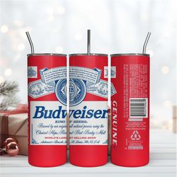 Budweiser 20Oz Tumbler Wrap Sublimation Design, Beer Brand Tumbler