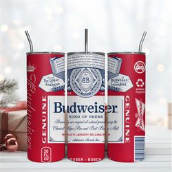 Classic Budweiser 20Oz Tumbler Wrap Sublimation Design, Beer Brand Tumbler
