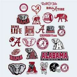 Alabama Crimson Tide Logo Bundle Svg, Sport Svg, Alabama Crimson Tide, Alabama Svg, Alabama Football Team, Alabama Logo