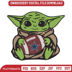 Dallas Cowboys Baby Yoda Football Embroidery Design File