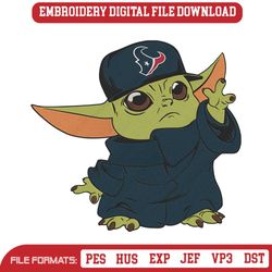 Houston Texans Cap Baby Yoda Embroidery Design Download