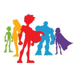 Teen Titans Silhouette svg, Cartoon Svg, Teen Titans Svg, Heroes Svg, Cartoon Network, Cartoon silhouette Svg, Color Car