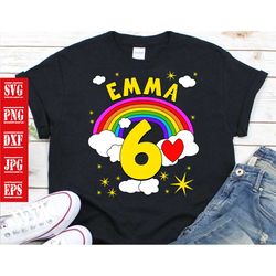 Emma 6th Birthday Svg, Birthday Svg, Emma Birthday Svg, Birthday Girl Svg, 6th Birthday Svg, Rainbow Birthday Svg, Lovel