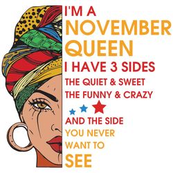 Im A November Queen I Have 3 Sides Svg, Birthday Svg, Im A November Queen Svg, November Queen Svg, November Girl Svg, No