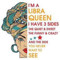 Im A Libra Queen I Have 3 Sides Svg, Birthday Svg, Im A Libra Queen Svg, Libra Queen Svg, Libra Girl Svg, Libra Svg, Hor