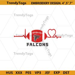 Atlanta Facons Football Heart Beat Embroidery Instant Download